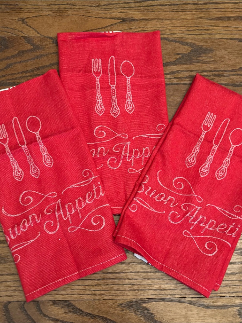 Sur La Table Red 'Buon Appetit' Kitchen Towels - Set of 3
